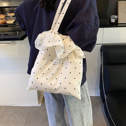 Trim Ruffle Tote Floral Embroidered Bag