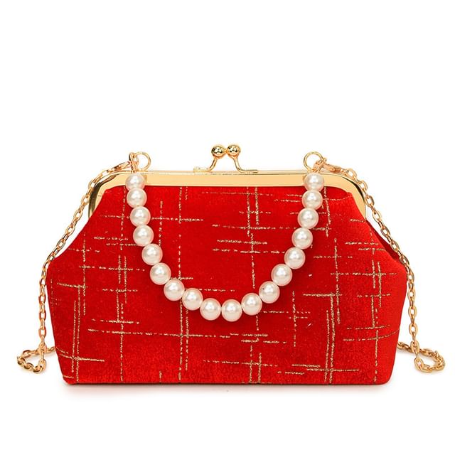 Kiss Crossbody Strap Lock Velvet Chain Bag