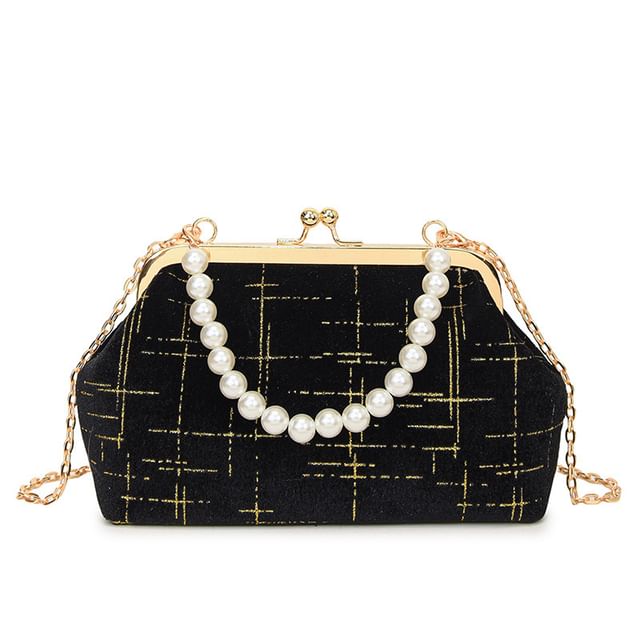 Kiss Crossbody Strap Lock Velvet Chain Bag