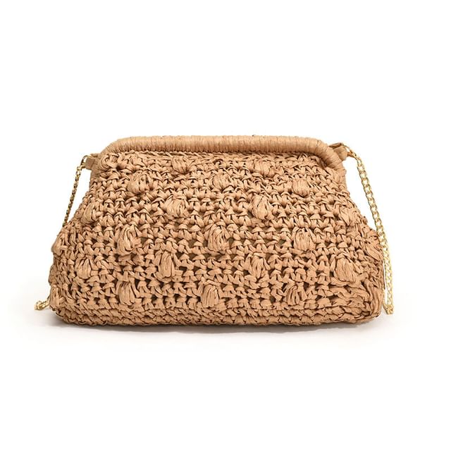 Bag Crossbody Textured Straw Strap Chain