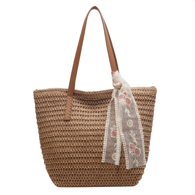 + Tote Scarf Bag Straw Set: