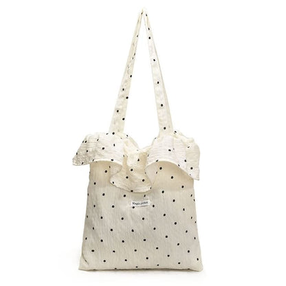 Trim Ruffle Tote Floral Embroidered Bag