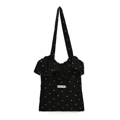 Trim Ruffle Tote Floral Embroidered Bag