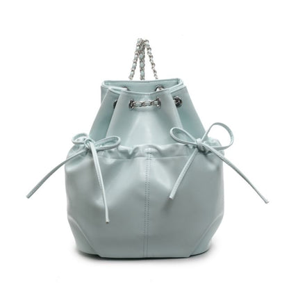 Faux Plain Leather Drawstring Backpack
