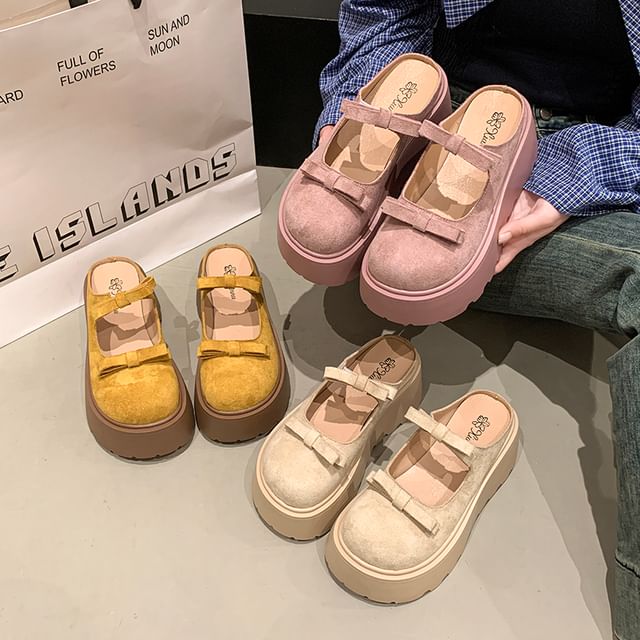 Accent Mary Platform Jane Plain Bow Mules