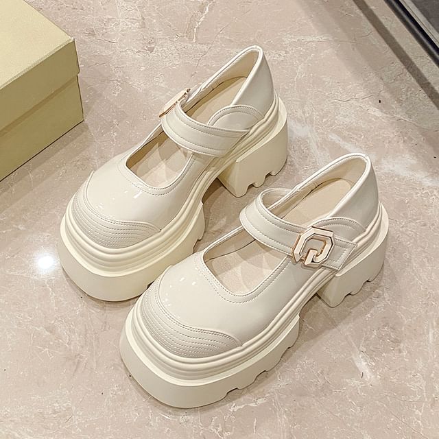 Patent Platform Mary Plain Jane Shoes Leather