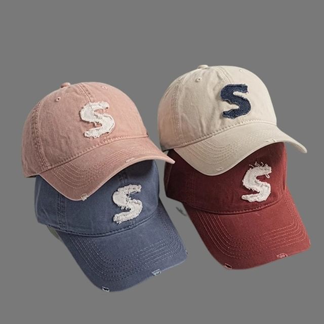 Cap Letter Distressed Applique