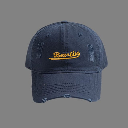 Embroidered Cap Letter Distressed