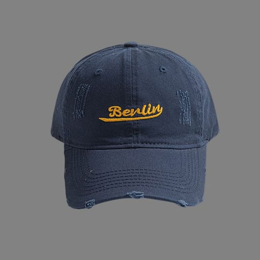Embroidered Cap Letter Distressed