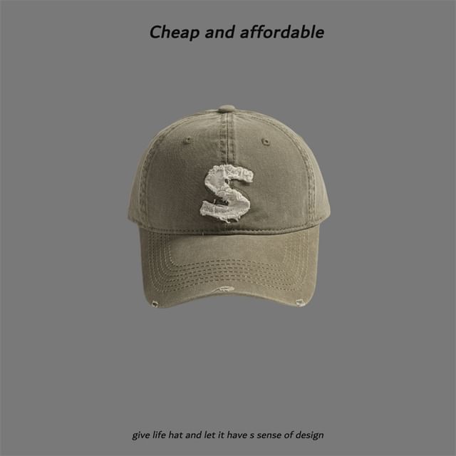 Cap Letter Distressed Applique