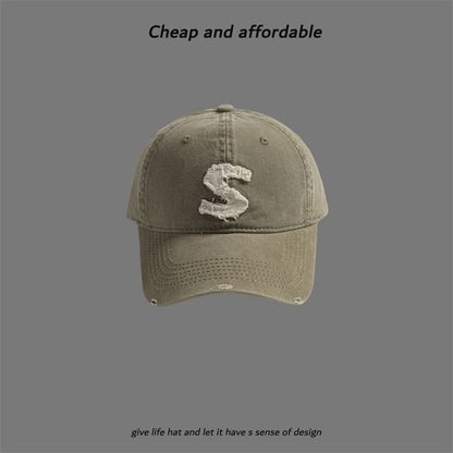 Cap Letter Distressed Applique