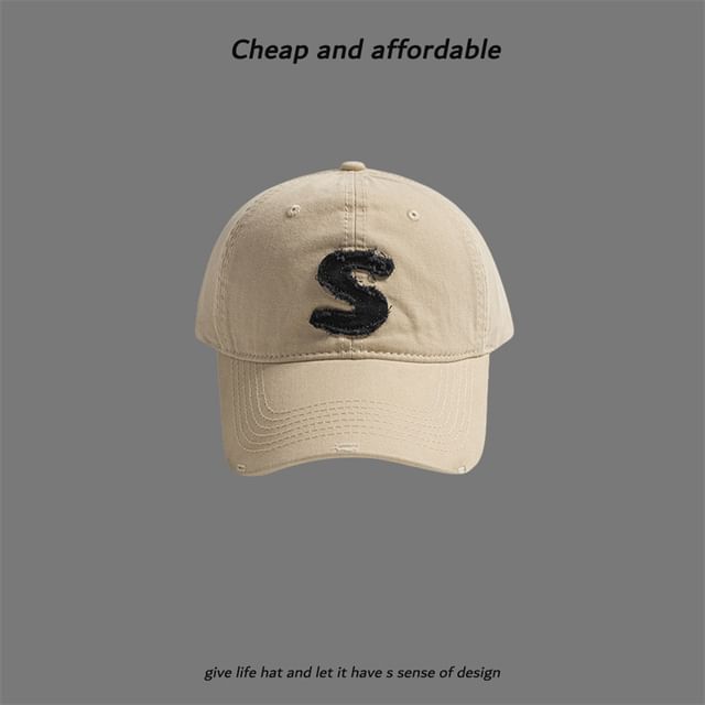 Cap Letter Distressed Applique