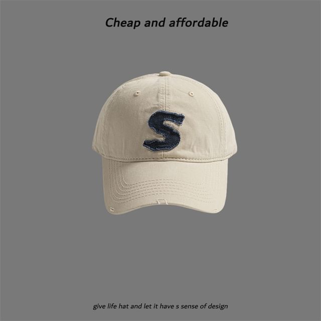 Cap Letter Distressed Applique