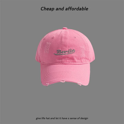 Embroidered Cap Letter Distressed