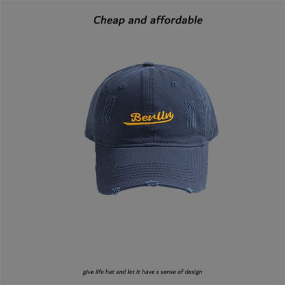 Embroidered Cap Letter Distressed