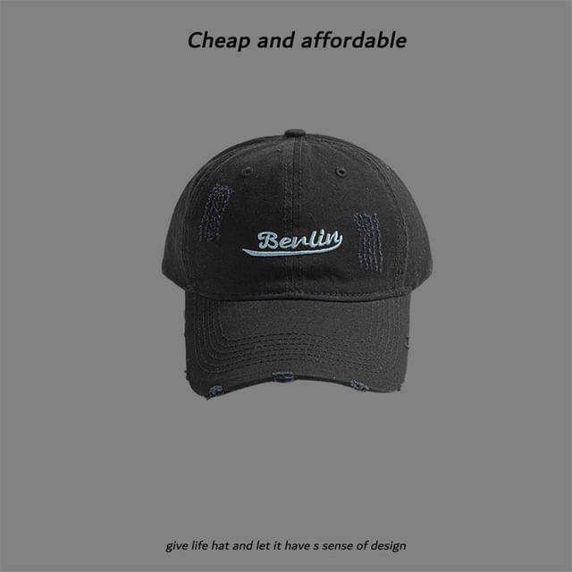Embroidered Cap Letter Distressed