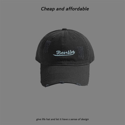Embroidered Cap Letter Distressed