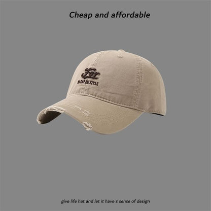 Letter Distressed Embroidered Cap