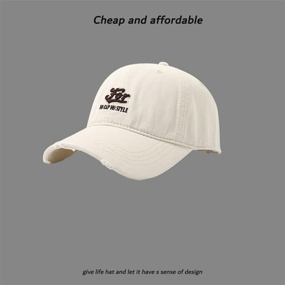 Letter Distressed Embroidered Cap