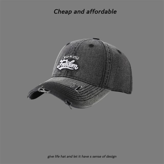 Distressed Letter Washed Embroidered Cap