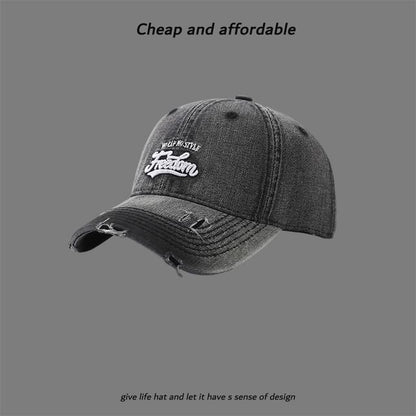 Distressed Letter Washed Embroidered Cap