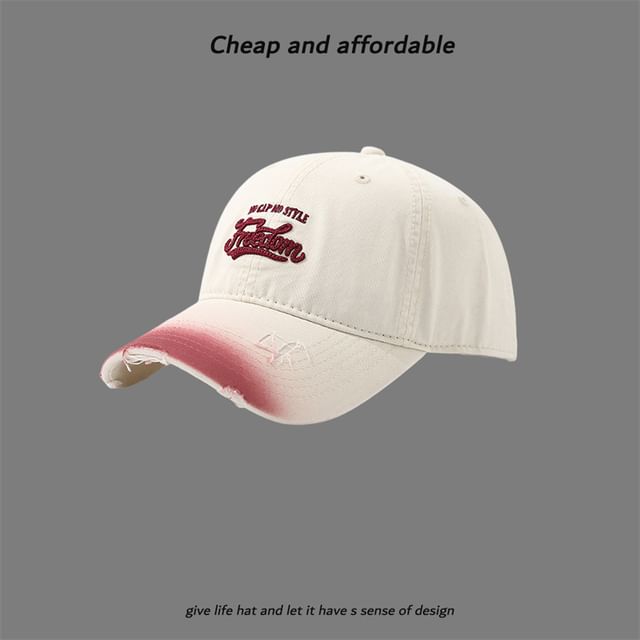 Distressed Letter Washed Embroidered Cap