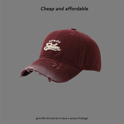 Distressed Letter Washed Embroidered Cap