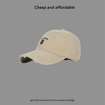 Washed Distressed Cap Embroidered Number