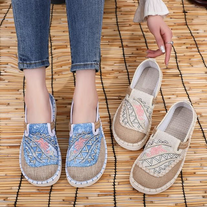 Slip Ons Platform Embroidered Panel