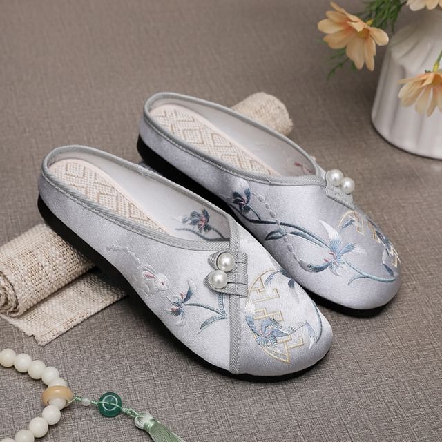 Beaded Embroidered Mules