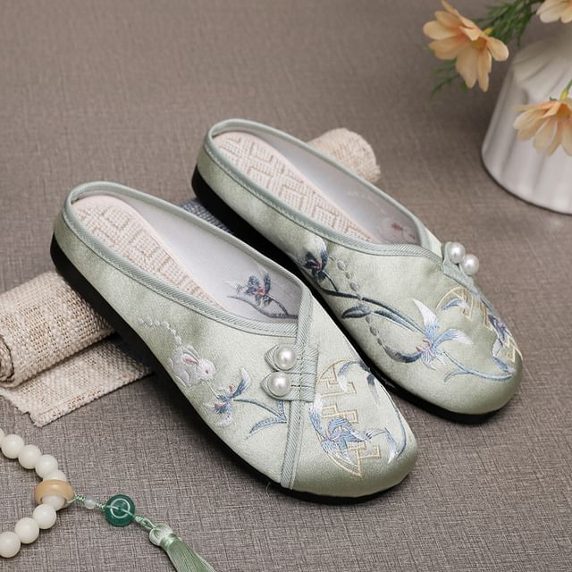 Beaded Embroidered Mules