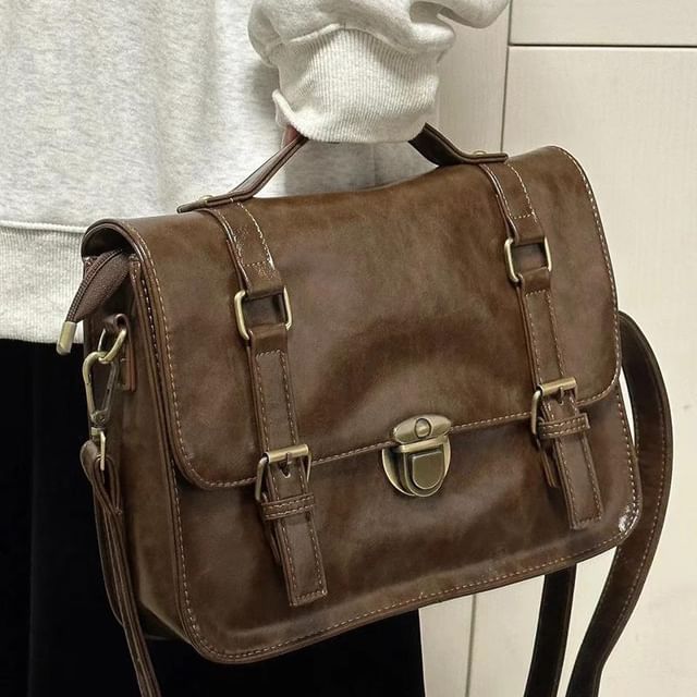 Bag Faux Leather Plain Satchel