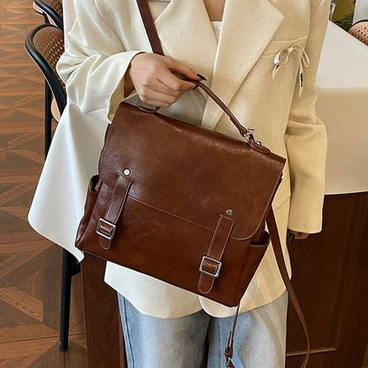 Satchel Backpack Leather Faux