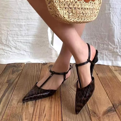 Print Sandals Slingback Pointed Toe Leopard