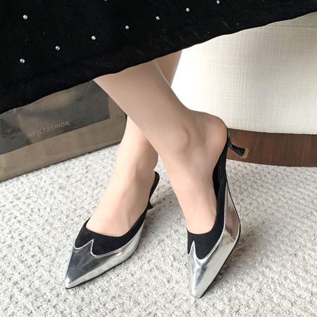 Mules Pointed Heel Tone Stiletto Two Toe