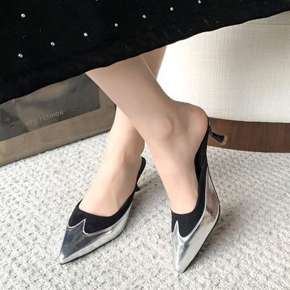 Mules Pointed Heel Tone Stiletto Two Toe