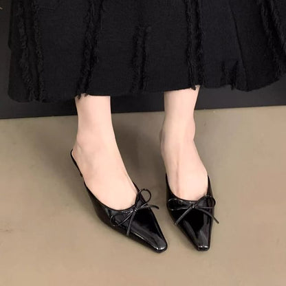 Pointed Bow Toe Heel Mules Stiletto
