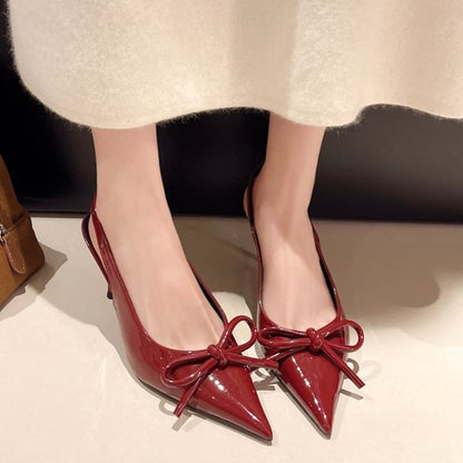Pointed Sandals Bow Heel Stiletto Slingback Toe