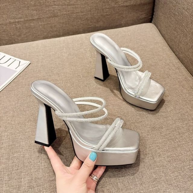 Platform Rhinestone Heel High Sandals