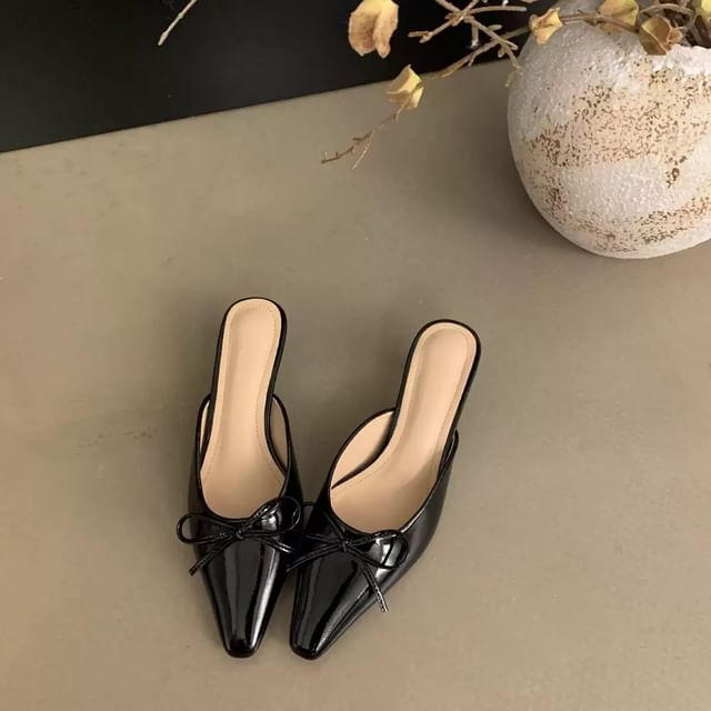 Pointed Bow Toe Heel Mules Stiletto