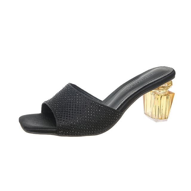 Plain Slide Sandals Block Heel