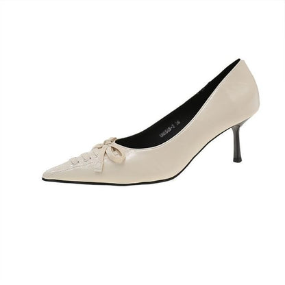 High Toe Pointed Lace-Up Heel Pumps