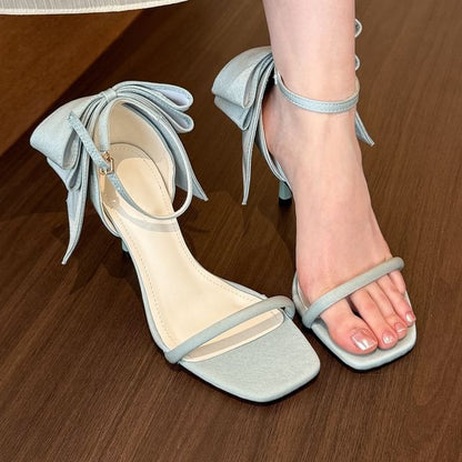 Stiletto Heel Pumps Ankle Bow Strap