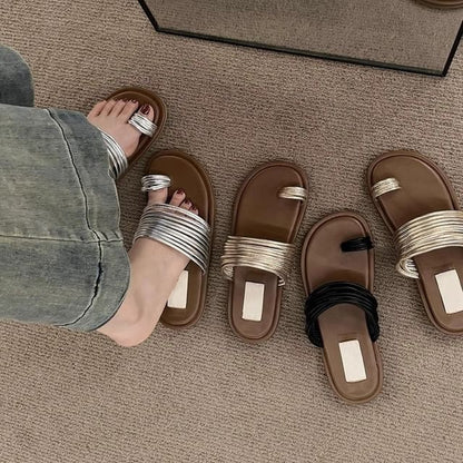 Sandals Flat Slide Toe Loop