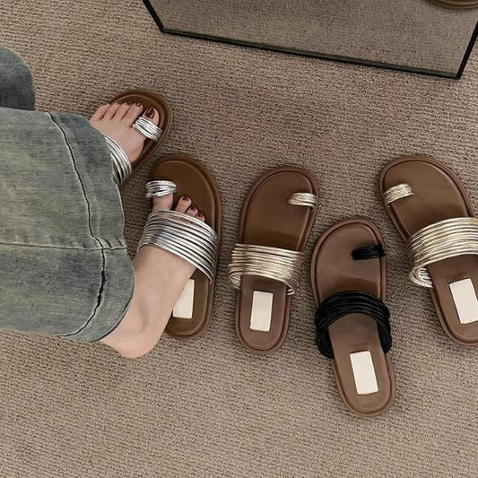 Sandals Flat Slide Toe Loop