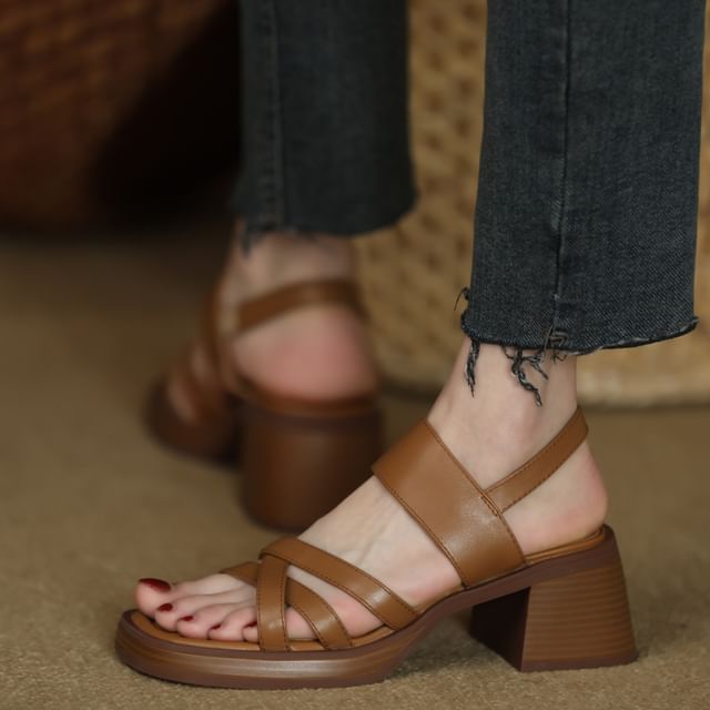 Slingback Heel Chunky Strappy Sandals