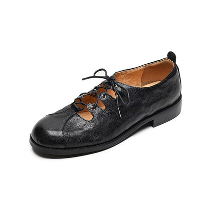 Lace-Up Oxford Cutout Leather Shoes Faux