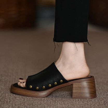 Studded Heel Slide Sandals Chunky