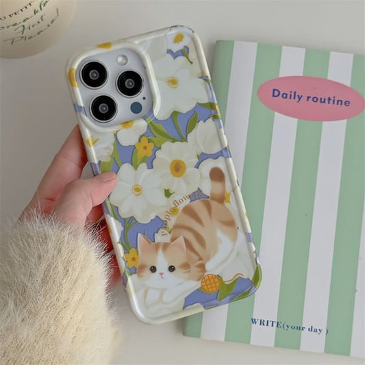 Phone Floral Case Cat
