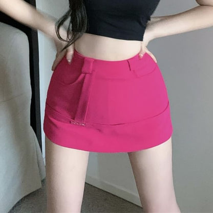 Two Blazer Designs) / Mini (Various Notch High Skirt Waist Pencil Two-Piece Tone Plain Mock Lapel